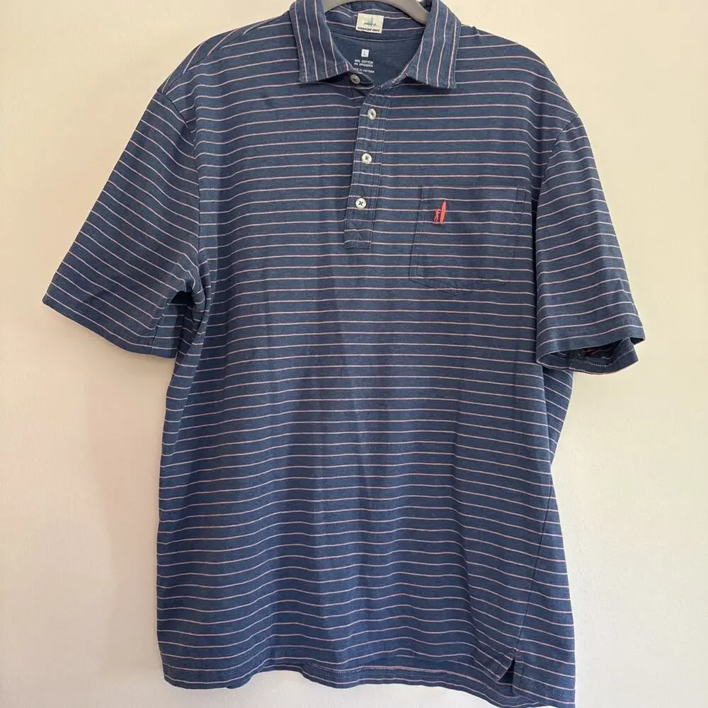 Johnnie O Hangin Out Golf Polo Neese Striped Polo Size L Cotton Stretch Polo Men